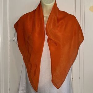 Vintage very‎ large orange polyester or silk scarf